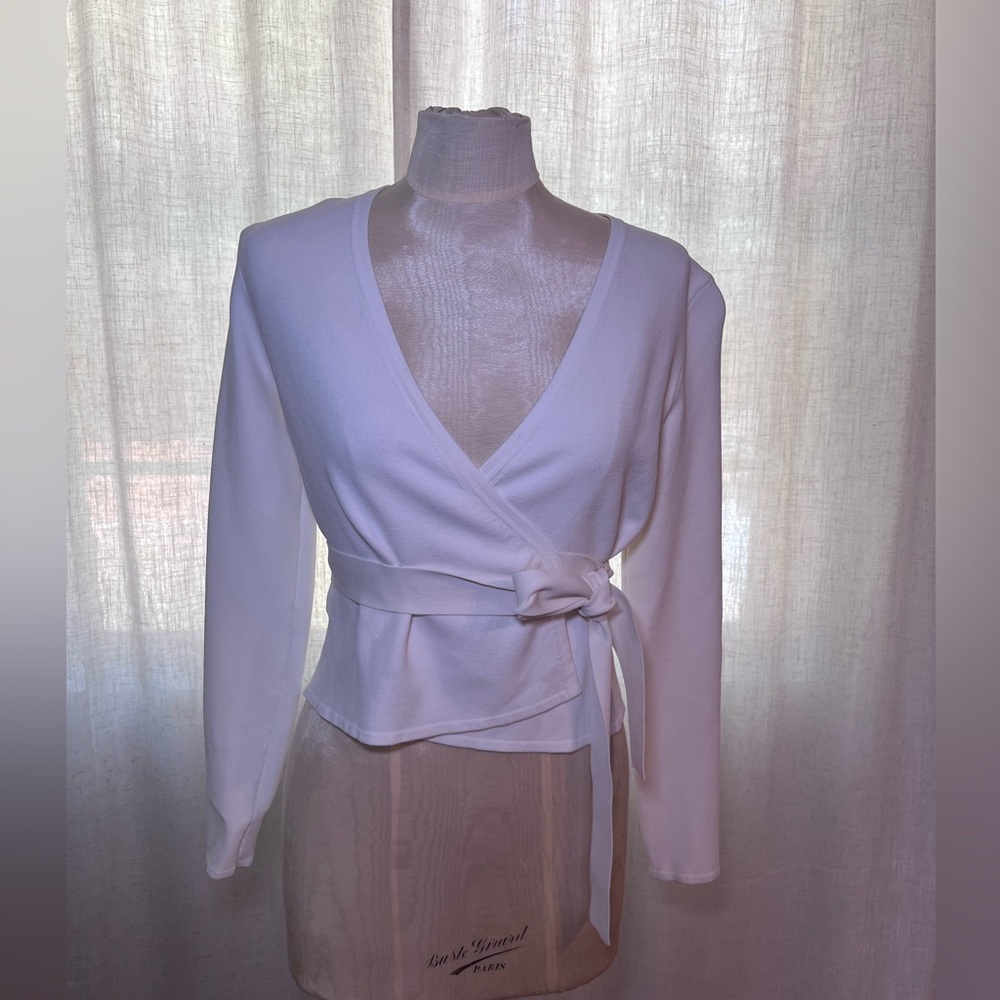 Diane Von Furstenberg Cream/White Wrap Blouse